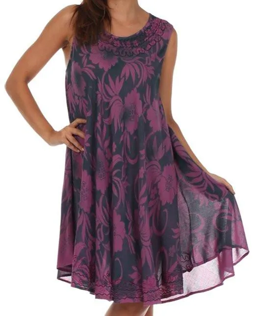 Sakkas Floral Embroidered Tank Sheath Caftan Dress