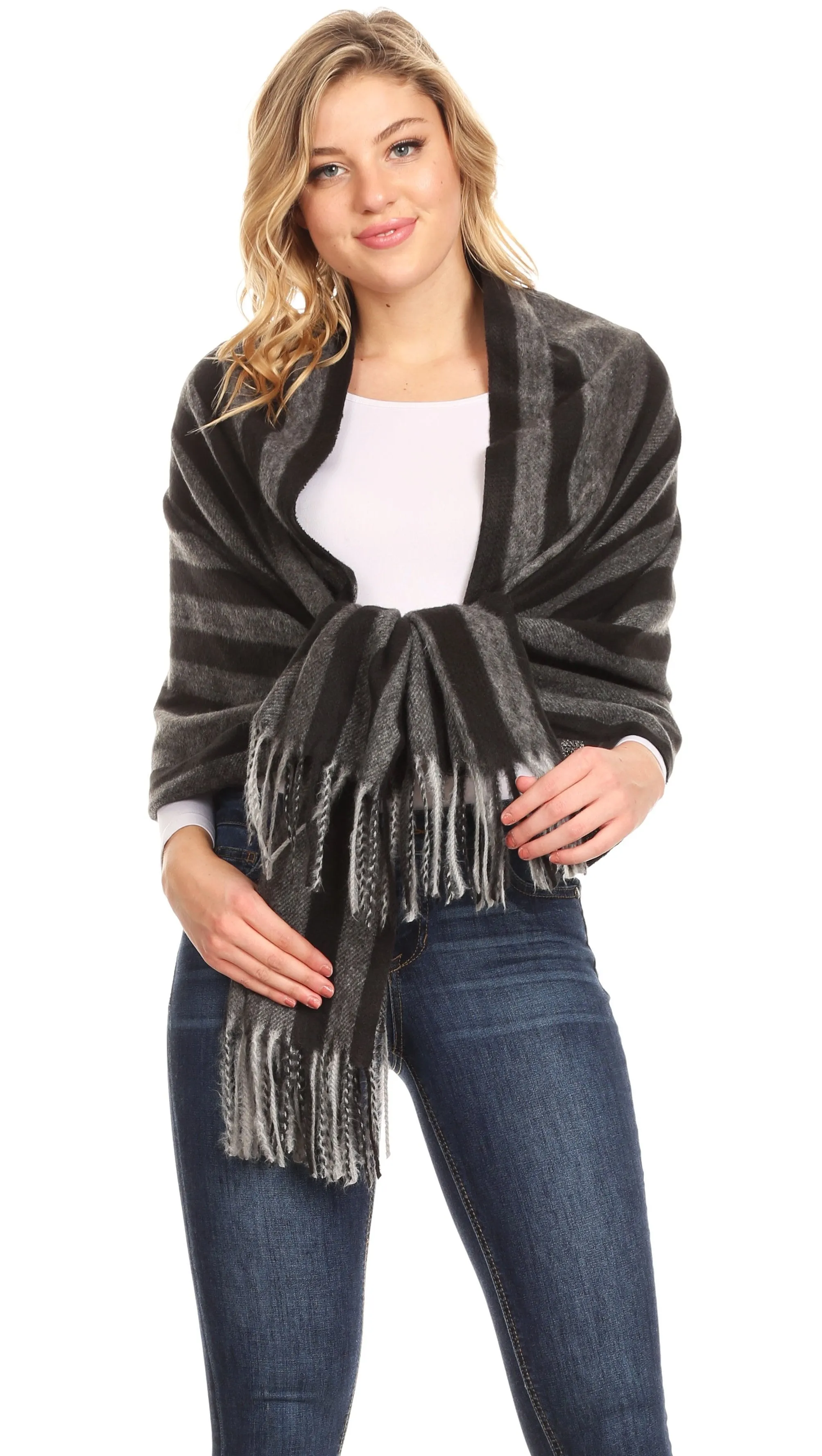 Sakkas Iris Warm Super Soft Cashmere Feel Pashmina Shawl  / Scarf with Fringes