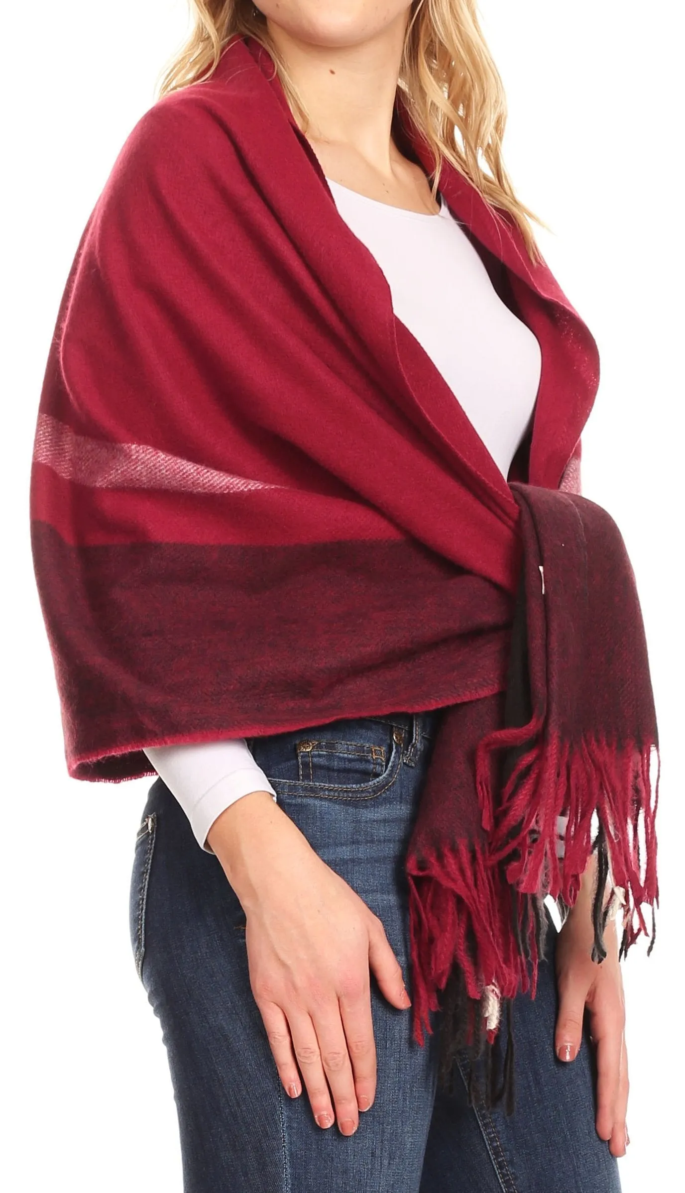 Sakkas Iris Warm Super Soft Cashmere Feel Pashmina Shawl  / Scarf with Fringes