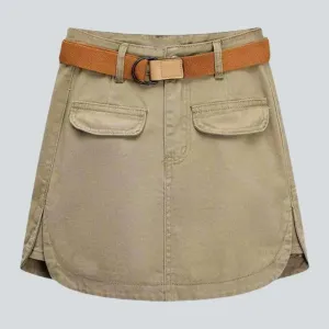 Sand color mini denim skirt