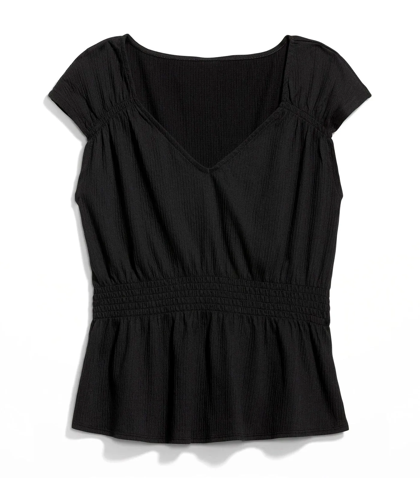 Smocked Waist Top for Women Black Jack