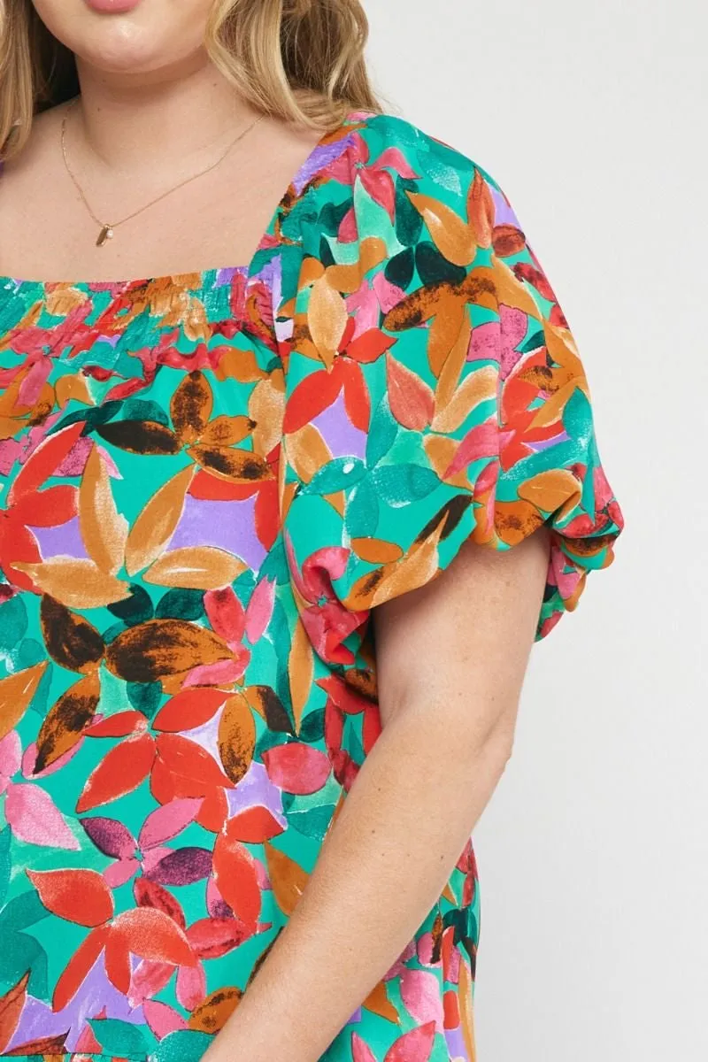 Square Neck Floral Dress