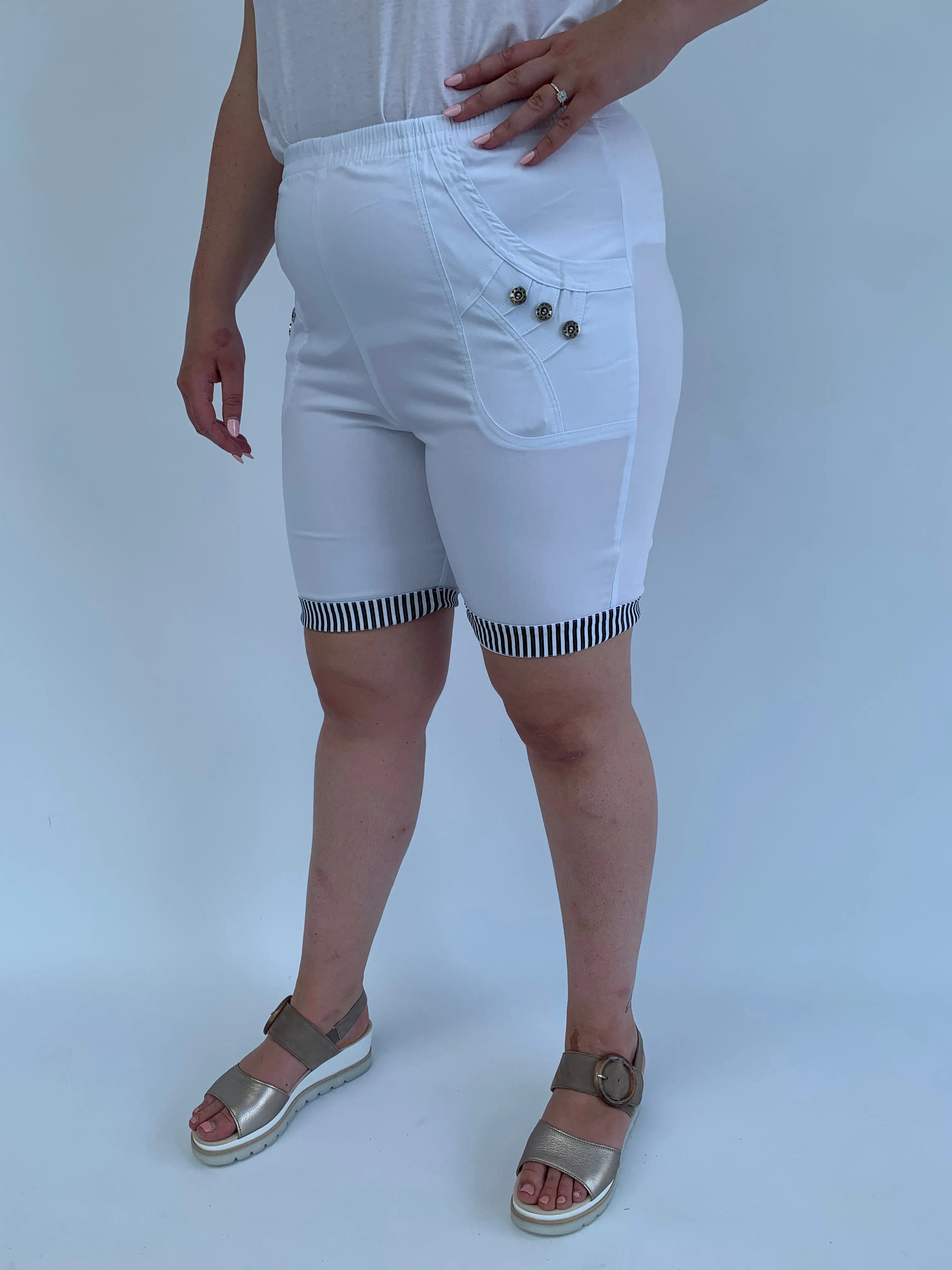 Suzi Striped Shorts in White