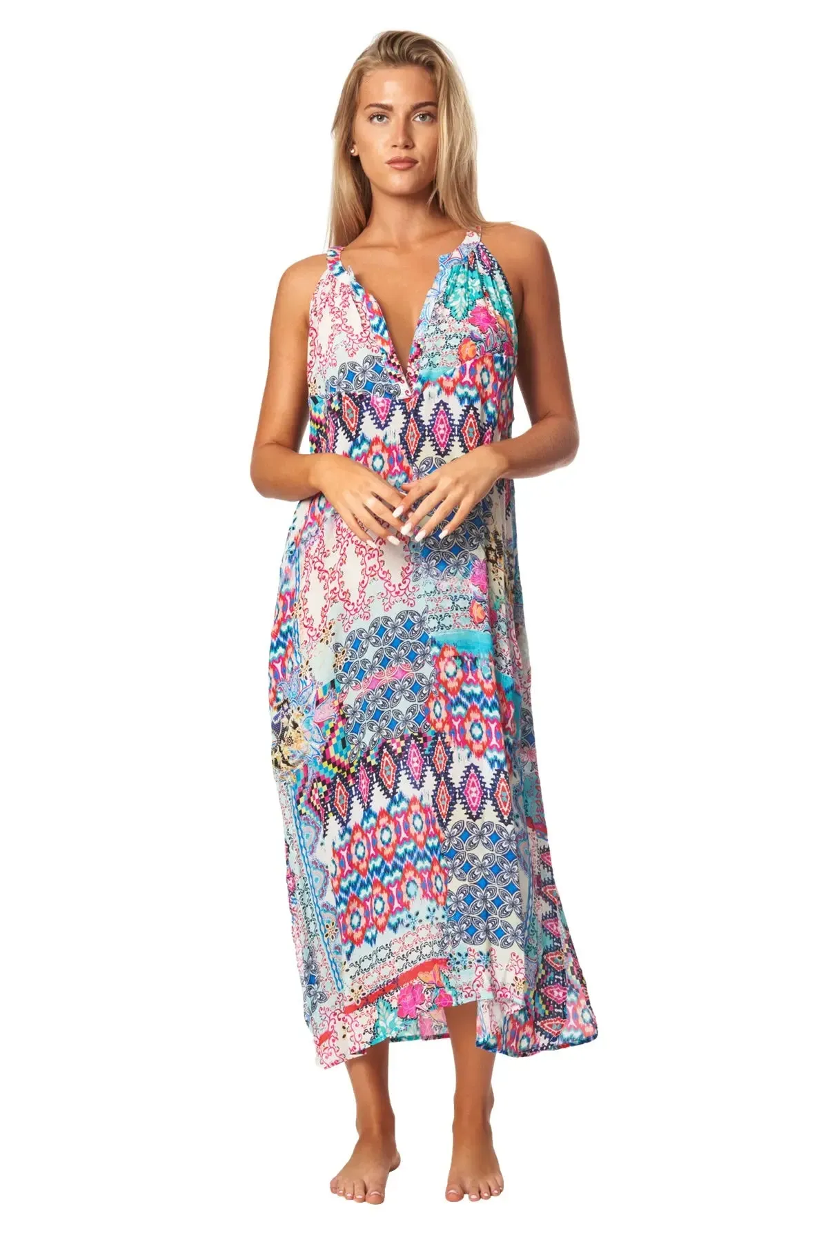 Stylish Tribal Ikat Print Vacation Dress for Resort Getaways