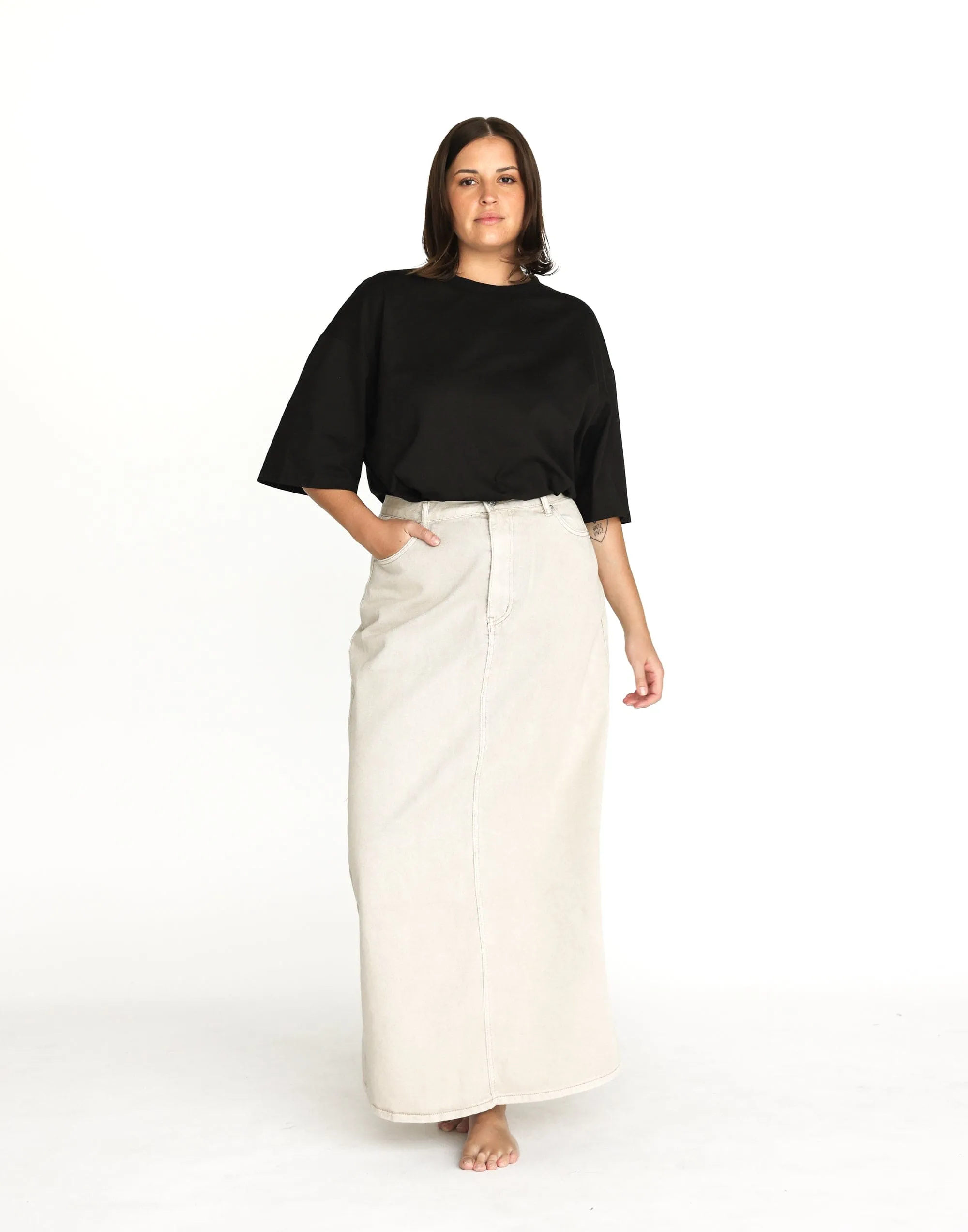 Tyler Denim Maxi Skirt (Vintage Stone)