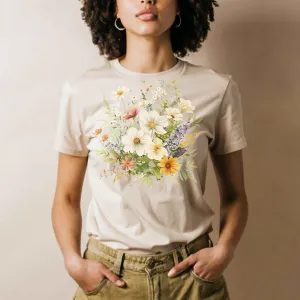 Unisex Boho Cottagecore Style Wildflowers Jersey Short Sleeve Tee