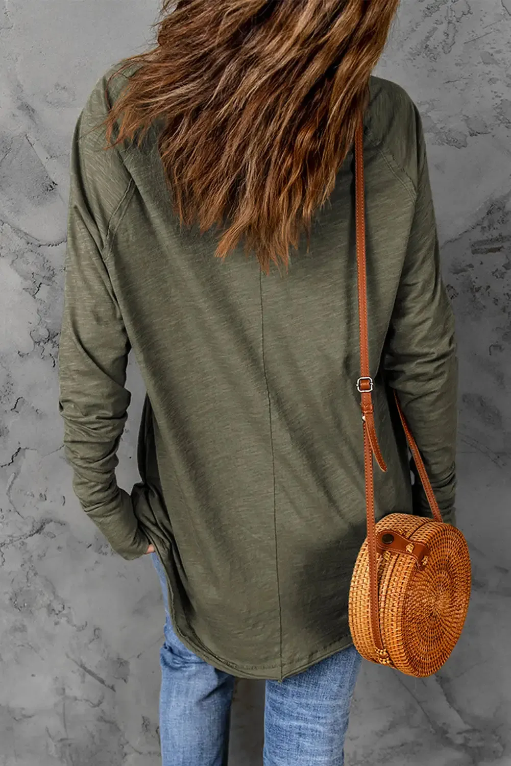 Versatile Green Crew Neck Top