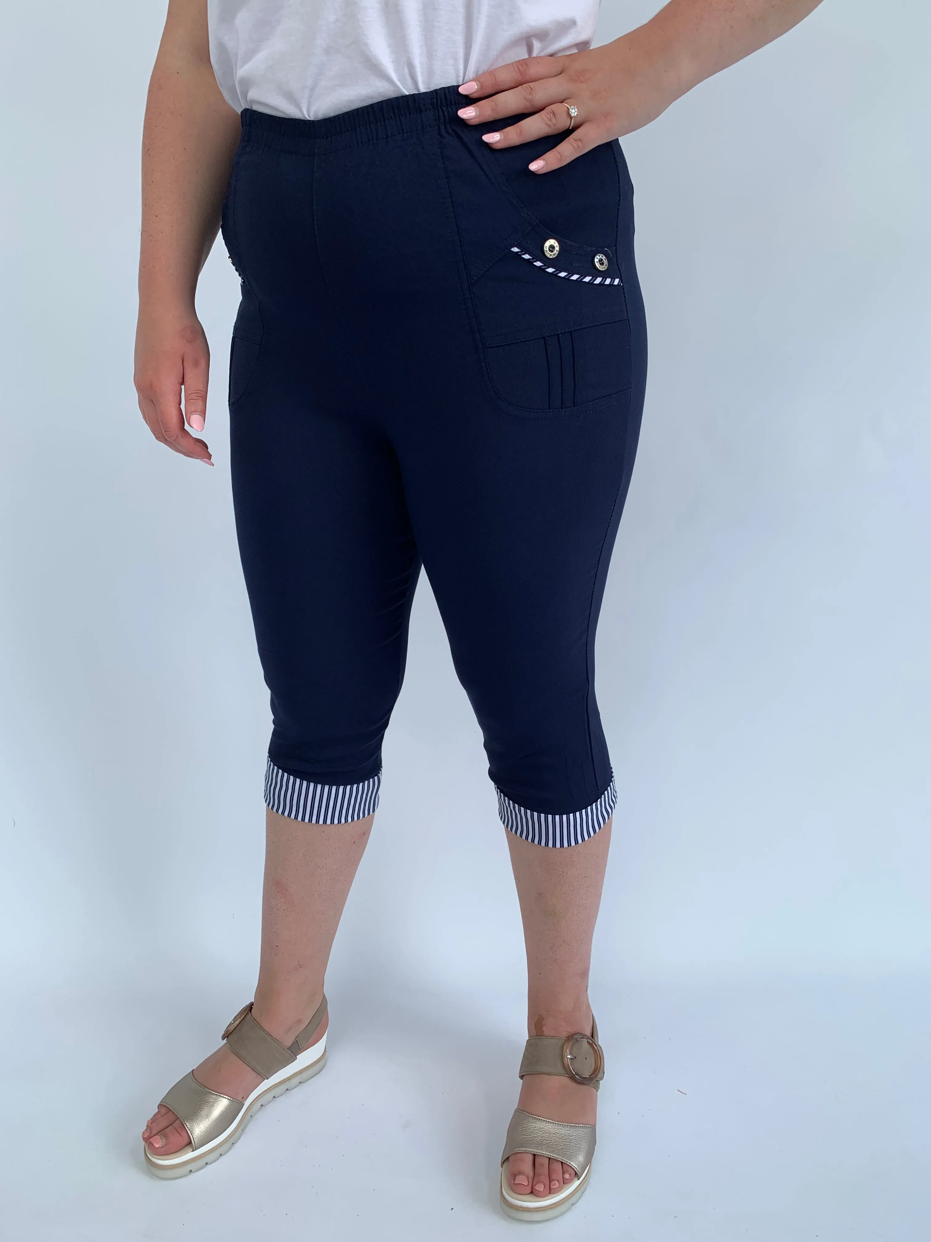 Zuri Striped Crops in Navy